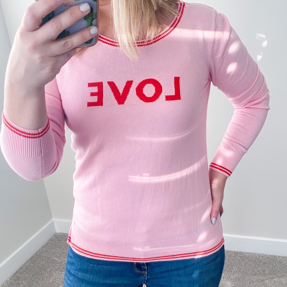 Old Navy Pink/Red “Love” Pullover - S